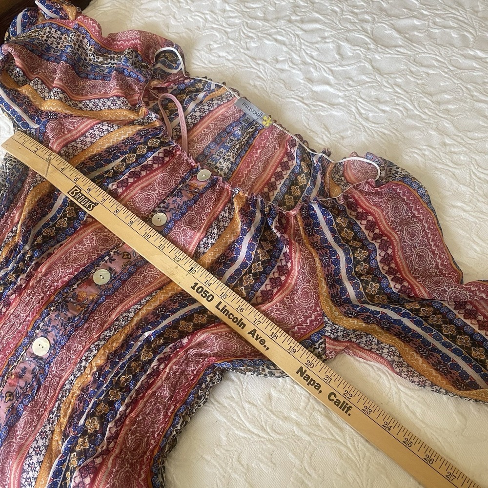 ANTHROPOLOGIE Fig & Flower Sheer Floral Maxi Dress Boho Patchwork Tiered XL - Picture 8 of 11